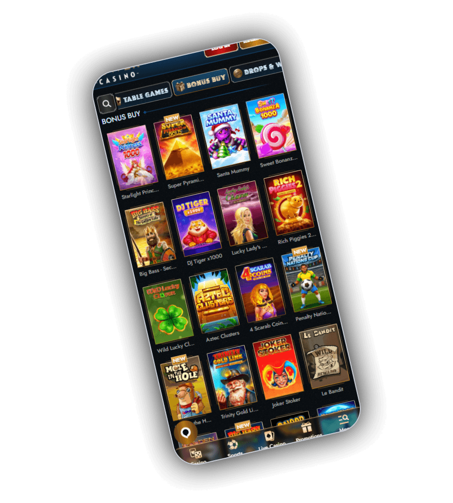 Game catalogue filters beside provider labels