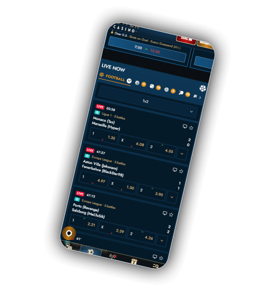 Live football coupon for in-play betting choices